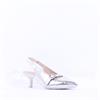 Wonders Gaia Kitten Heel Strap Slingback - Silver Leather